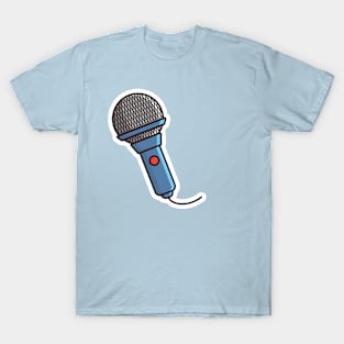 Microphone Sticker for broadcast and show vector illustration. Technology object icon concept. Musical element for singing sticker design logo. T-Shirt